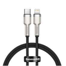Кабель Type-C/Apple Lightning 1 м Baseus Cafule Series Metal 20 Вт чорний (RZN-23102939)