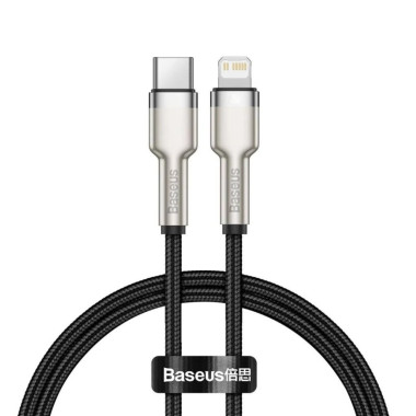 Кабель Type-C/Apple Lightning 1 м Baseus Cafule Series Metal 20 Вт чорний (RZN-23102939)