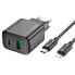 Зарядний пристрій з кабелем Type-C+USB/Apple Lightning 1 м HOCO CS23A Sunlight 30 W 12 V 2.5 А чорний (RZN-23102070)