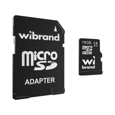 Карта пам'яті 16 GB Wibrand МicroSDНC UHS-I Сlass 10 з адаптером чорний (RZN-23105466)