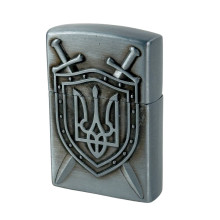 Запальничка газова Герб 10-33 кремнієвий підпал метал сріблястий (RZN-23105514)