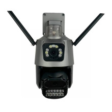 Камера відеоспостереження WIFI Dual Lens Zoom iCSee вулична поворотна з мікрофоном сірий (RZN-23095881)