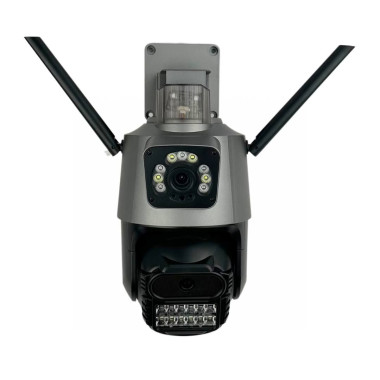 Камера відеоспостереження WIFI Dual Lens Zoom iCSee вулична поворотна з мікрофоном сірий (RZN-23095881)
