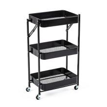 Етажерка на колесах складана SW-00002099 77 х 46 см метал чорний (RZN-23103050) Етажерка на колесах складана SW-00002099 77 х 46 см метал чорний (RZN-23103050)