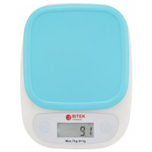 Ваги кухонні електронні до 7 кг BITEK BT-125 точність 1 г білий з блакитним (RZN-23102136) Ваги кухонні електронні до 7 кг BITEK BT-125 точність 1 г білий з блакитним (RZN-23102136)