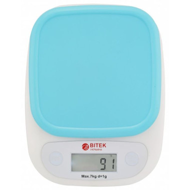 Ваги кухонні електронні до 7 кг BITEK BT-125 точність 1 г білий з блакитним (RZN-23102136)