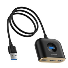 USB-хаб зовнішній 4 порти Baseus Square 1 м чорний (RZN-23105624)