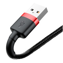 Кабель USB/Apple Lightning 0.5 м Baseus Cafule Cable 2.4 А чорний з червоним (RZN-23102289)