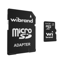 Карта пам'яті 64 GB Wibrand МicroSDНC Сlass 10 з адаптером чорний (RZN-23102288)