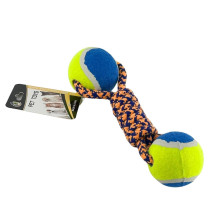 Жувальна іграшка для собак М'ячі з канатом 643 21 см синій з жовтим (RZN-23102472) Жувальна іграшка для собак М'ячі з канатом 643 21 см синій з жовтим (RZN-23102472)
