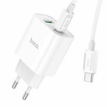 Зарядний пристрій з кабелем Type-C+USB/Type-C 1 м HOCO C80A Plus Rapido 20 W 5 V білий (RZN-23098764)