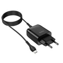 Зарядний пристрій з кабелем USB/microUSB 1 м HOCO C72Q 18 W 3 А чорний (RZN-23097616)