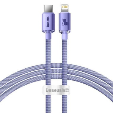 Кабель Type-C /Apple Lightning 1.2 м Baseus Crystal Shine 2.4 А фіолетовий (RZN-23101857)