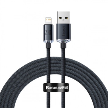Кабель USB/Apple Lightning 2 м Baseus Crystal Shine 2.4 А чорний (RZN-23102875)