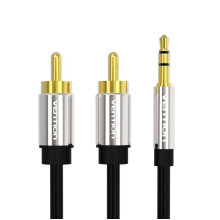 Аудіокабель 3.5 мм AUX/2хRCA 1.5 м Vention BCFBG чорний (RZN-23101798)