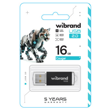 Флеш пам'ять USB 16 GВ Wibrand Cougar USB 2.0 чорний (RZN-23102856)