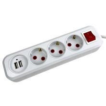 Мережевий фільтр-подовжувач 3 розетки Alfa 2хUSB 5 м білий (RZN-23104442)