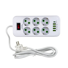 Мережевий фільтр-подовжувач 6 розеток D6 4хUSB/Type C 10 А 3 м білий (RZN-23105853) Мережевий фільтр-подовжувач 6 розеток D6 4хUSB/Type C 10 А 3 м білий (RZN-23105853)
