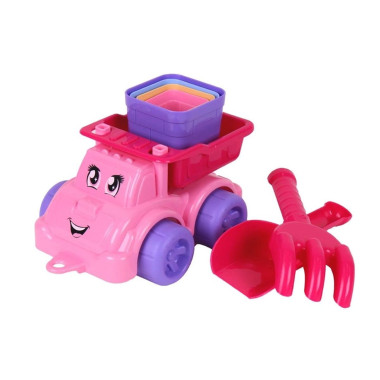 Іграшковий набір для піску Машинка 7 предметів Technok Toys 7051 рожевий (RZN-23097677)