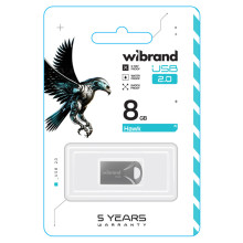 Флеш пам'ять USB 8 GВ Wibrand Hawk USB 2.0 сріблястий (RZN-23102828)