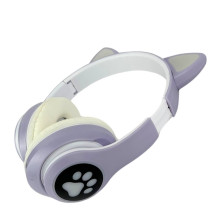 Навушники дитячі бездротові накладні CAT STN-28 LED MP3 Bluetooth з вушками фіолетовий (RZN-23100638)