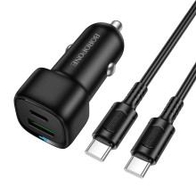 Автомобільний зарядний пристрій з кабелем Type-C+USB/Type-C BOROFONE BZ34B Cloud 38 W чорний (RZN-23106421)