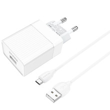Зарядний пристрій з кабелем USB/micro-USB 1 м BOROFONE ВА47А Mighty 18 W 9 V 2 А білий (RZN-23104518)