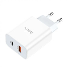 Зарядний блок живлення USB+Type-C HOCO C97A 20 W 12 V 1.67 A білий (RZN-23104491)