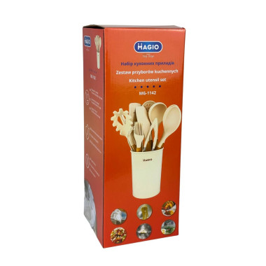 Кухонний набір MAGIO MG-1142 настільний 11 предметів силікон бежевий (RZN-23102169)