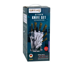 Набір ножів з підставкою 9 предметів Rainber RB-2499 нержавіюча сталь чорний (RZN-23102696)