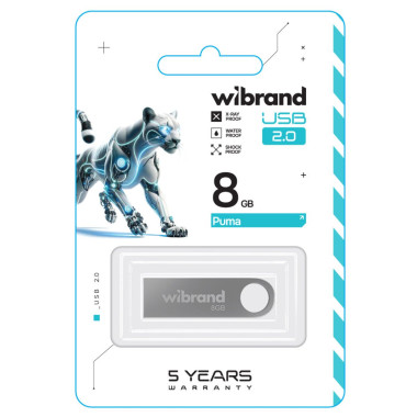 Флеш пам'ять USB 8 GB Wibrand Puma USB 2.0 сріблястий (RZN-23098850)