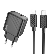 Зарядний пристрій з кабелем Type-C/Apple Lightning 1 м HOCO CS22A Value 30 W чорний (RZN-23104205)