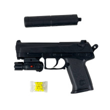 Дитячий пістолет SP3855-D+ з лазером та кулями 24 см чорний (RZN-23103640) Дитячий пістолет SP3855-D+ з лазером та кулями 24 см чорний (RZN-23103640)