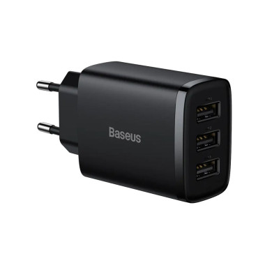 Зарядний блок живлення 3хUSB Baseus Compact Charger 17 W 5 V 3.4 А чорний (RZN-23104630)