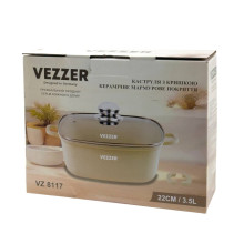 Каструля мармурове покриття Vezzer VZ8117 з кришкою 3.5 л білий (RZN-23106947)