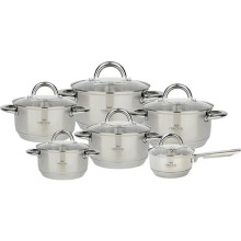 Набір каструль нержавіюча сталь 12 предметів Oscar OSR-4002 Verona зі скляними кришками сріблястий (RZN-23105563)