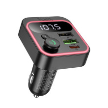 FM-трансмітер модулятор Hoco E85 Tiger Bluetooth USB+Type-C з дисплеєм чорний (RZN-23105358)