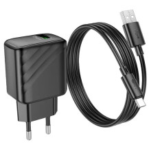 Зарядний пристрій з кабелем USB/Type-C 1 м HOCO CS21A Rich 18 W 9 V 2 А чорний (RZN-23105769)