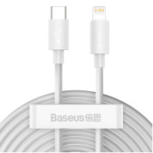 Кабель комплект 2 шт Type-C/Apple Lightning 1.5 м Baseus Simple Wisdom 20 Вт білий (RZN-23104893)