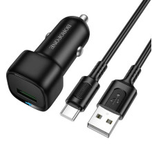 Автомобільний зарядний пристрій з кабелем USB/Type-C BOROFONE BZ34 Cloud 18 W чорний (RZN-23106426)