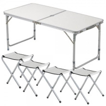 Стіл складаний для пікніка Grand Picnic 120 x 60 см 4 стільці сірий (RZN-23097780)