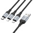 Кабель 3в1 USB/Apple Lightning+Type-C+microUSB 1 м HOCO X102 2.4 А чорний (RZN-23102672)