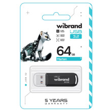 Флеш пам'ять USB 64 GB Wibrand Marten USB 3.2 Gen1 чорний (RZN-23105862)