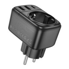 Мережевий фільтр 1 розетка BOROFONE BAC14 Wide 2хUSB/Type C 3 А чорний (RZN-23104507)
