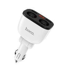 Автомобільний зарядний пристрій 2xUSB HOCO Z28 Power з дисплеєм та прикурювачами 100 W білий (RZN-23106415)