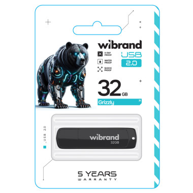 Флеш пам'ять USB 32 GВ Wibrand Grizzly USB 2.0 чорний (RZN-23098570)