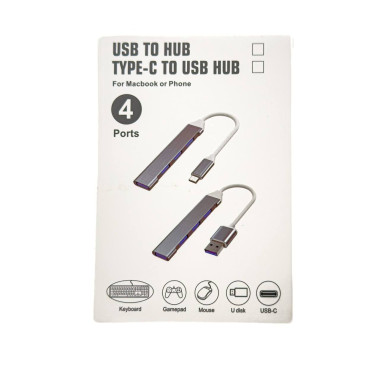 USB-хаб зовнішній 4 порти сріблястий (RZN-23097355)