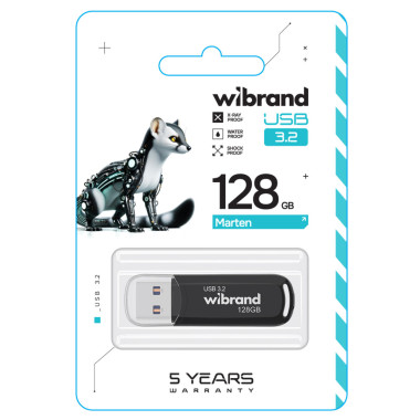 Флеш пам'ять USB 128 GB Wibrand Marten USB 3.2 Gen1 чорний (RZN-23098564)