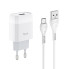 Зарядний пристрій з кабелем USB/Type-C 1 м HOCO C72A Glorious 2.1 А білий (RZN-23099916)