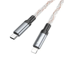 Кабель Type-C/Apple Lightning 1 м HOCO U112 Shine PD 20 Вт 3 А з підсвічуванням сірий (RZN-23098778)